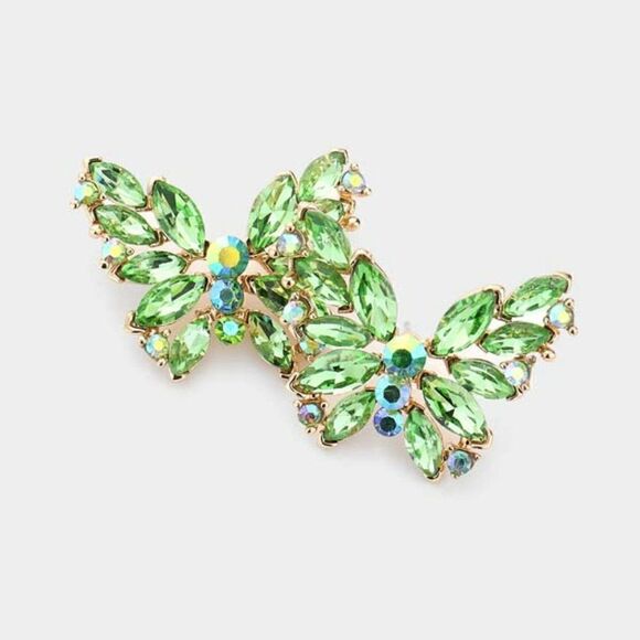 Butterfly Green Peridot Crystal Cluster Evening Earrings - Picture 1 of 6